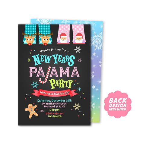 New Years Pajama Party Invitation Printable Invite New Etsy España