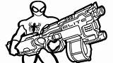 Nerf Coloring Gun Pages Spiderman Themed Boys sketch template