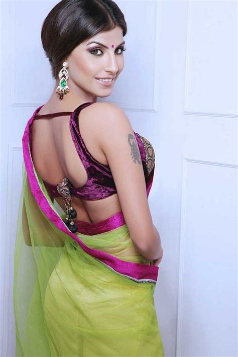 Model Rachel White In Beautiful Lim Saree Saree Blouse