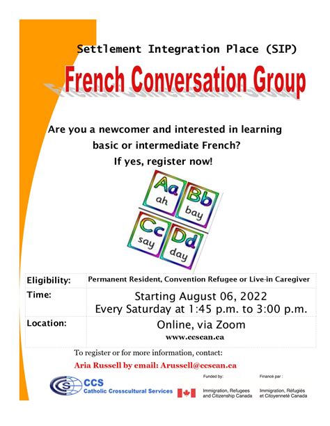 French Conversation Circle Catholic Crosscultural Services