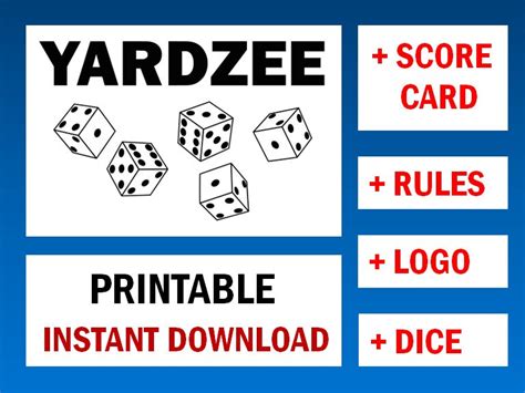 yardzee printable svg yardzee score card yardzee rules