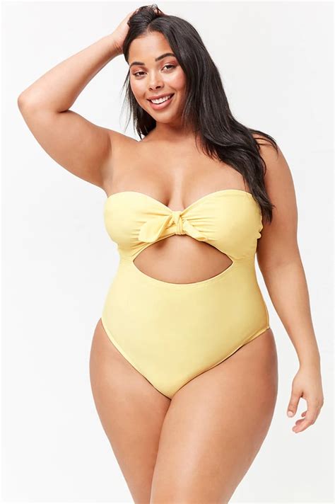 forever 21 strapless cutout one piece sexy plus size swimsuits popsugar fashion photo 2