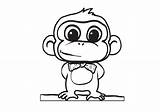 Monkey Cartoon Kids Baby Coloring Pages Cute Printable Color Print sketch template