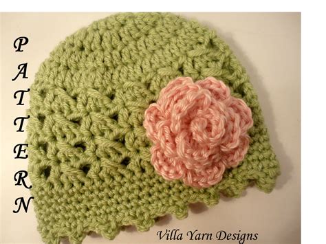 crochet baby hat pattern  flower baby girl newborn   months infant hat   luulla