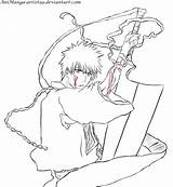 Ichigo Bleach Lineart Animanga Coloringhome Kurosaki Yoruichi Popular sketch template