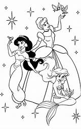 Coloring Disney Pages Princesses Princess Kids Printables Jasmine Mermaid Ariel Little sketch template