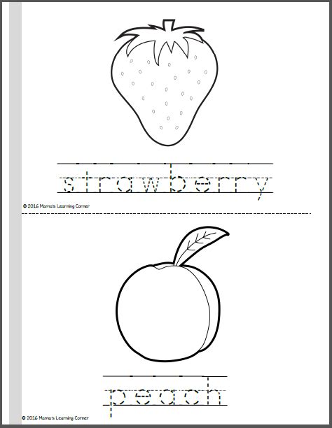 fruit coloring pages mamas learning corner