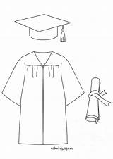 Graduation Gown Cap Coloring Diploma Dress Drawing Pages Printable Color Getdrawings Getcolorings Comments sketch template