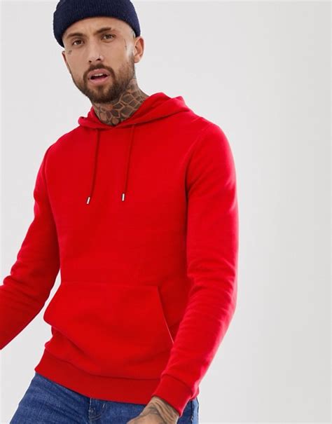 asos design hoodie  red asos