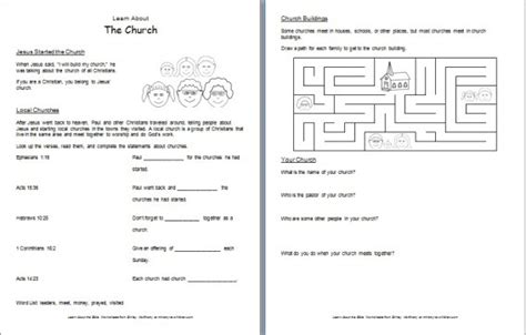 bible worksheet  kids learn   church