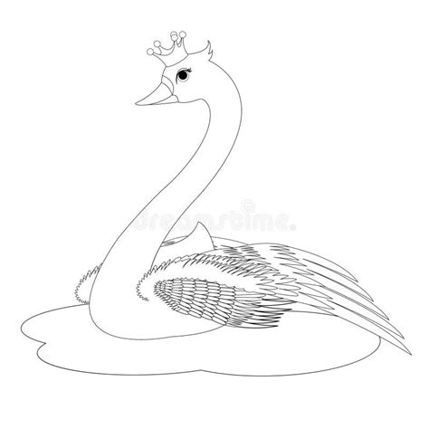 swan princess coloring book page stock vector illustration