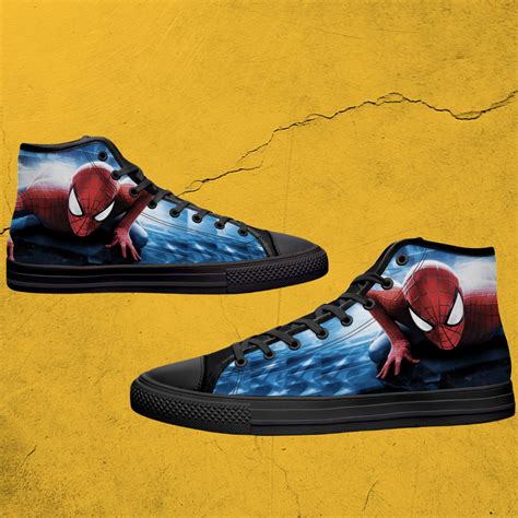 spiderman shoesspider man high tops sneakersmens etsy