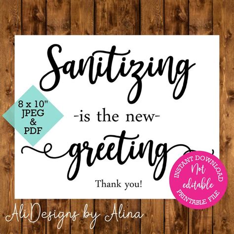 sanitize  entering printable sign etsy   printable