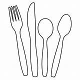 Cutlery Fork Clipart Outline Knife Spoon Drawing Pages Silverware Template Utensils Clip Coloring Cliparts Line Google Logo Kids Shape Flatware sketch template