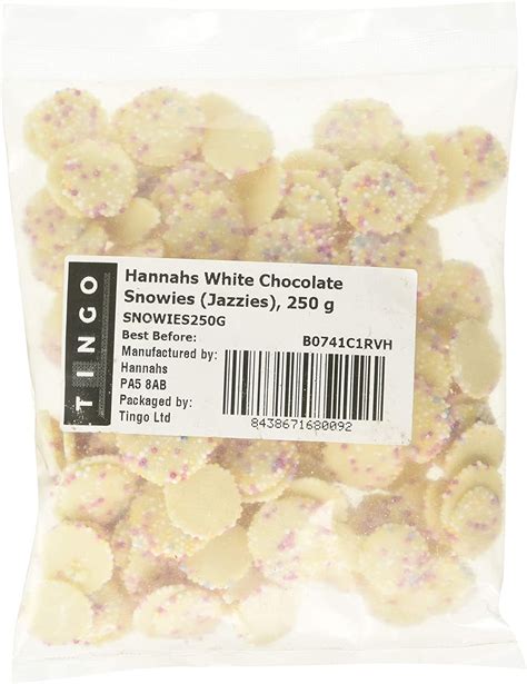 hannahs white chocolate candy snowies jazzies 250 g uk