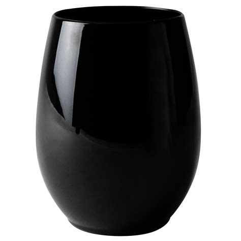 Fineline 2722 Bk Renaissance 12 Oz Stemless Black Plastic Wine Glass