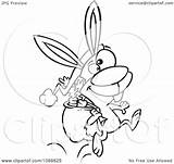 Hopping Carrots Outlined Sack Bunny Illustration Christmas His Royalty Clipart Toonaday Vector sketch template