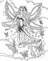 Coloring Fairy Pages Colouring Elf Fairies Adult Printable Wings Fantasy Butterfly Detailed Faries Color Mythical Kleurplaat Advanced Stress Anti Mystical sketch template