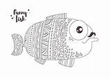 Fish Funny Coloring Book Pages Kids Illustration Vector Preview sketch template