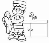 Coloring Dishwasher Para Colorear Lavando Platos Los La Pages Cocina sketch template