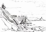 Ink Sketch Landscape Sketches Cliff Drawing Pen Drawings Rocky Draw Ireland Howth Abby Laux Seascape Shore sketch template