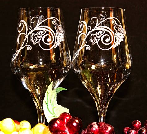 Etched Wine Glasses Personalized Wine Glasses Engraved Wine Etsy
