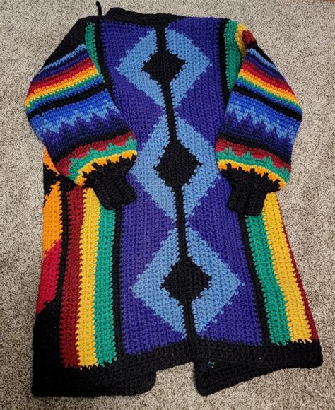 Crochetta Vintage Long Jo Ann Grossman Handcrafted Rainbow Hippy Rare