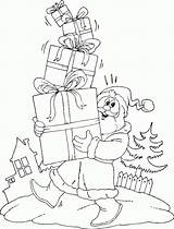 Santa Presents Coloring Carrying Christmas sketch template