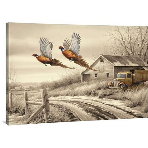 weathered memories pheasants gallery wrapped canvas by rosemary