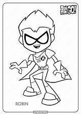 Titans Teen Go Robin Coloring Printable Pdf Outline Logo sketch template