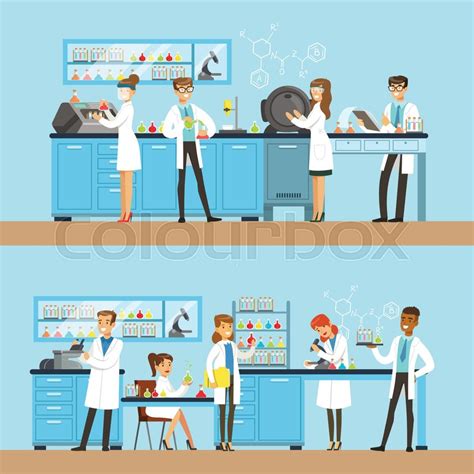chemists in the chemical research stock vector