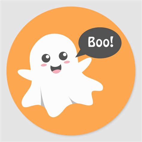 cute ghost   boo happy halloween classic  sticker