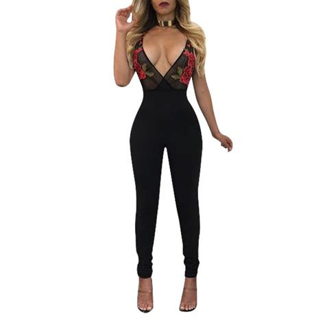 fashion rompers womens club wear party jumpsuit sexy black