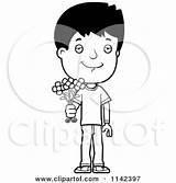 Boy Clipart Teenage Adolescent Holding Flowers Cartoon Thoman Cory Vector Outlined Coloring Royalty Teen Collc0121 sketch template