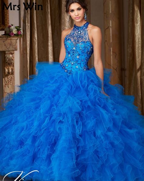 Popular Puffy Cinderella Ball Gown Royal Blue Quinceanera Dresses 2019