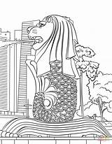 Coloring Singapore Merlion Pages Printable Drawing Creative Dot Paper Categories sketch template