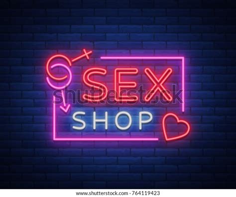 sex shop logo night sign neon stock vector royalty free