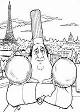 Ratatouille Coloring Pages Disney Auguste Gusteau Kids Fun Colouring Movie Cartoon Eiffel Parisian Pans Tower Behind Two Beautiful Coloriage Printable sketch template
