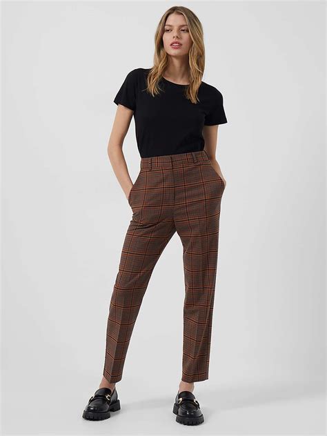 French Connection Bettina Check Suiting Tapered Trousers Brown Multi