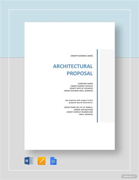 architectural proposal template  word pages google docs  templatenet