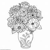 Coloring Pages Vase Flower Bouquet Mandala Choose Board Adult Flowers sketch template