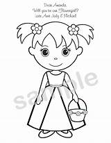 Coloring Girl Pages Flower Chinese Printable Wedding Flowergirl Kids Color Book Activity Girls Etsy Personalized Getcolorings Party sketch template