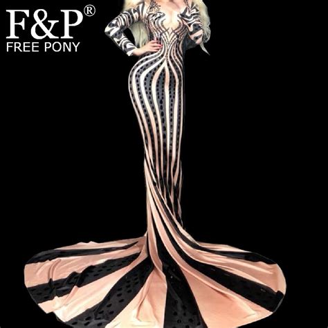 Sexy Drag Queen Costumes Rhinestone Event Party Prom Long Dresses 2018