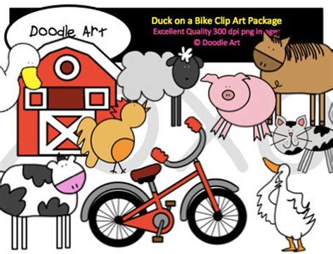 duck   bike clipart pack etsy