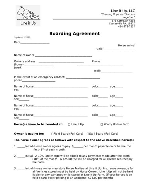 horse boarding contract templatefree samplecocosign  template