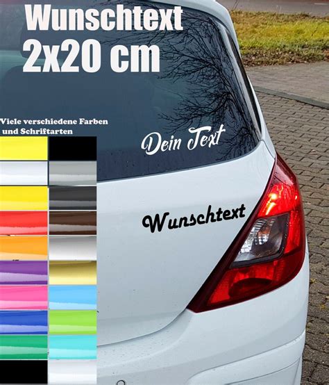 2x20 cm wunschtext autoaufkleber dein text wunsch auto sticker name