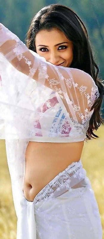 trisha krishnan hot sexy navel show  sexy white saree vantage point