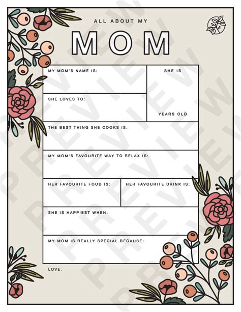 mothers day worksheet  kids canadian fertility consultants