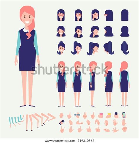 Front Side Back 3 4 View Animated Character Young Woman Constructor