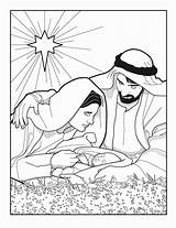 Nativity Coloring Pages Printable Kids Joseph Mary sketch template